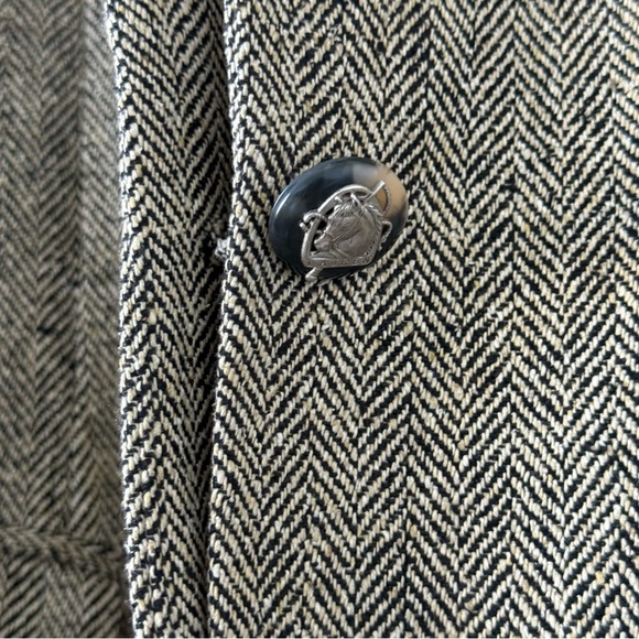 Lauren Ralph Lauren 100% Silk Equestrian Herringbone Tweed Blazer Jacket 6 - Picture 7 of 13